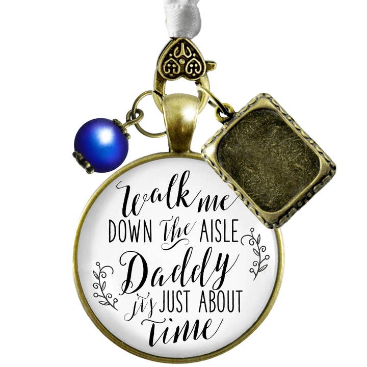Wedding Bouquet Charm Walk Me Down Aisle Daddy Rustic Memory for wholesale by Gutsy Goodness