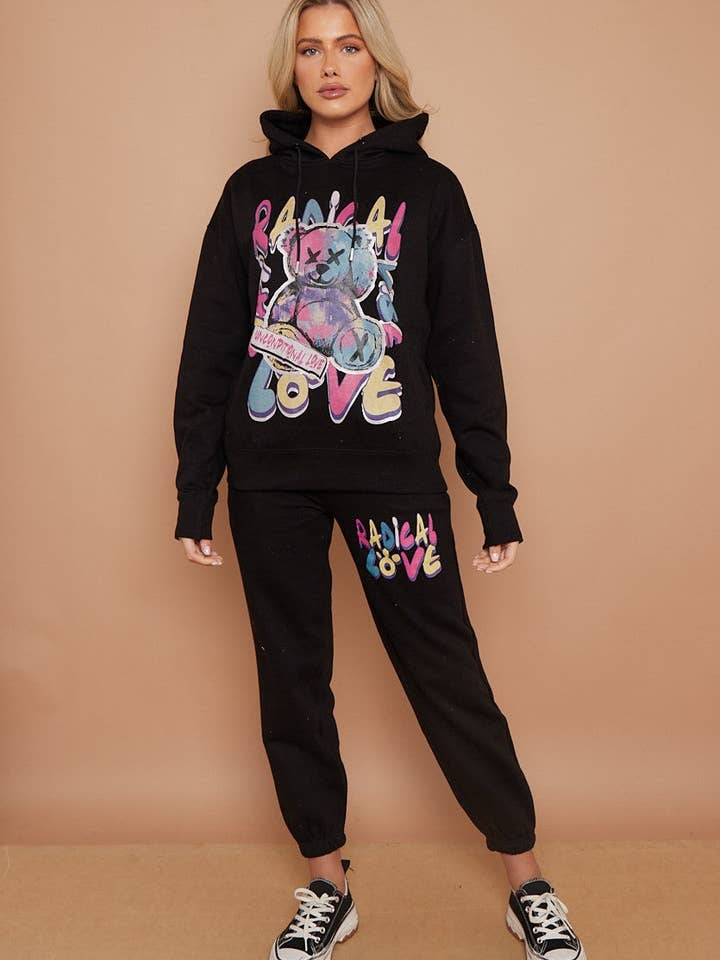Radical Love Graphic Fleece Co-ord for wholesale by Stylewise Direct