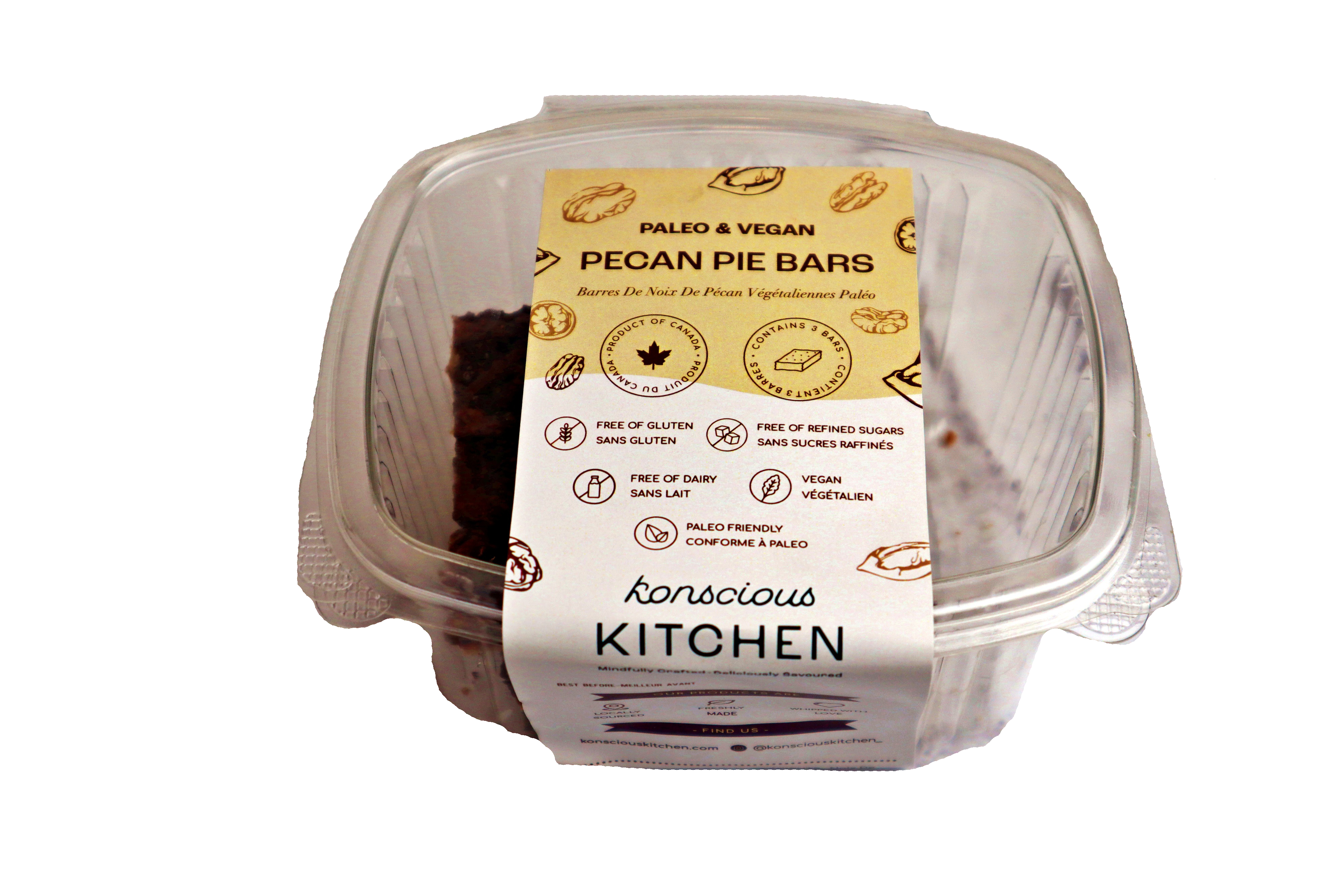 Konscious Kitchen Inc - Vente Biscuits - Barres de Noix de Pécan Paléo Véganes - Pack de 32
