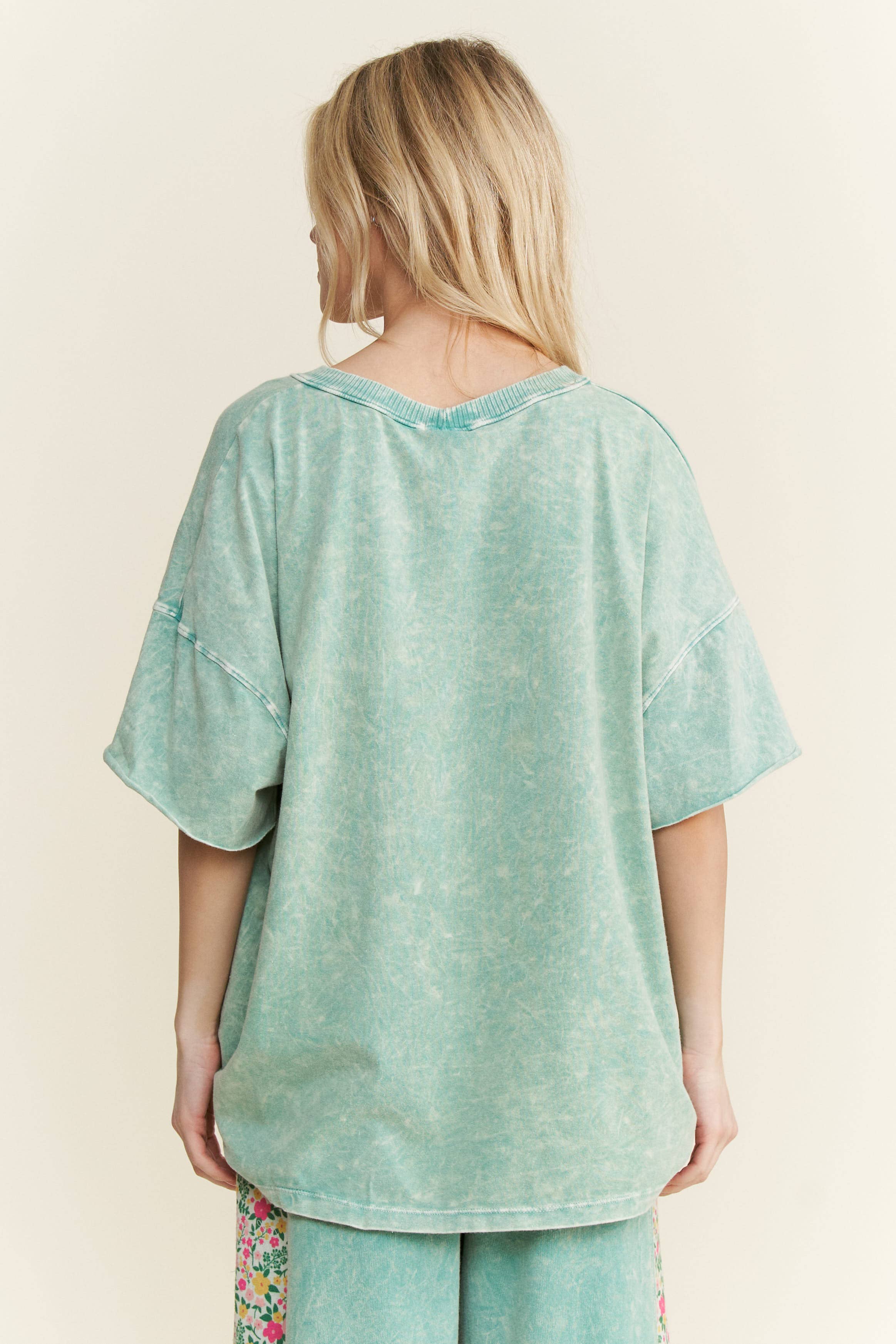 J.Her - Vente T-shirt – femme - T-shirt col en V MineralWash quotidien HT416613