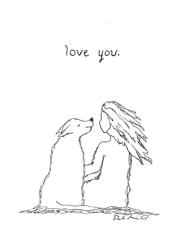 Collection Love You - Fille et chien (illustration imprimée) pour la vente par My Artist Soul