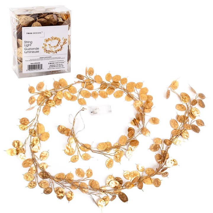 Guirlande Lumineuse LED Deco L., Feuilles Dorées 15LED pour la vente par Truu Design