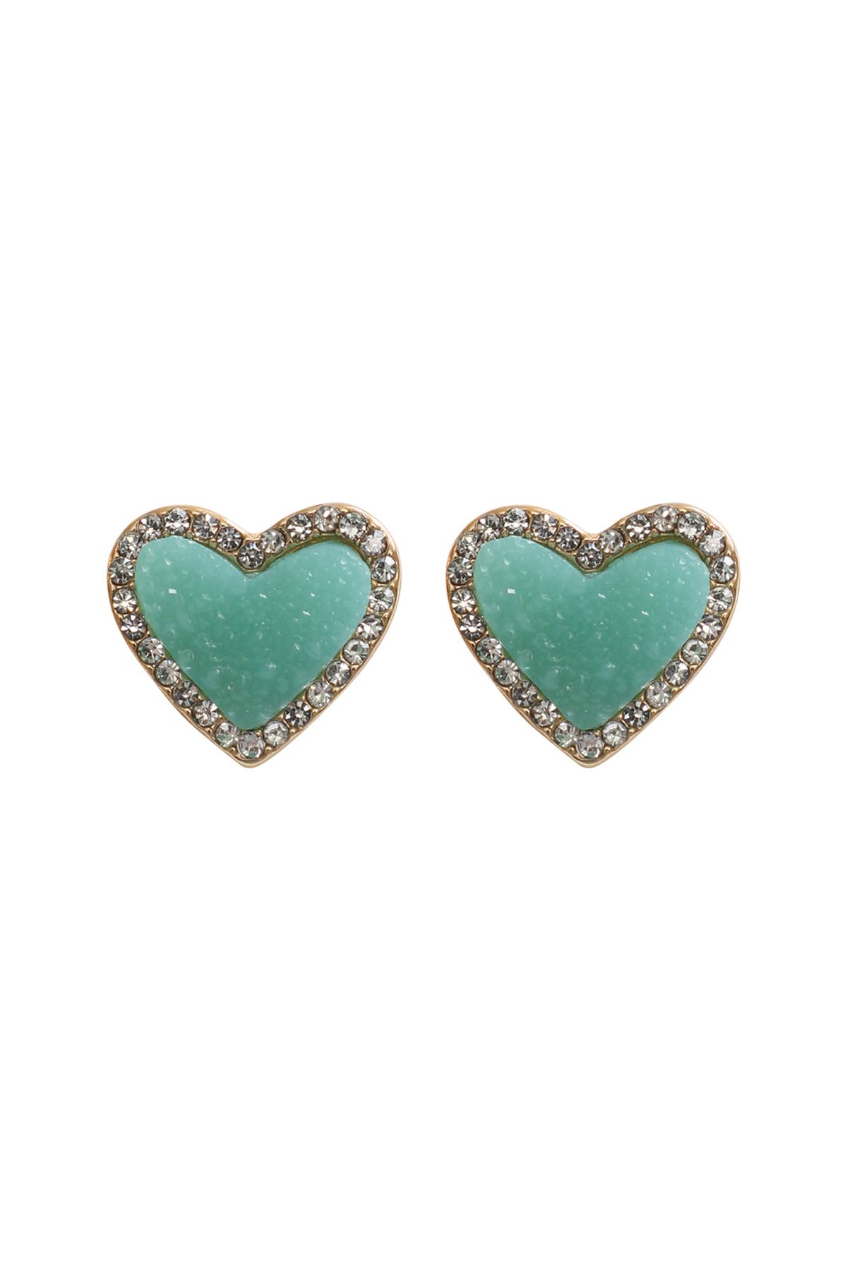 MYS Wholesale Inc - Wholesale Stud/Post Earrings - Valentine Heart Druzy With Rhinestone Post Earrings2