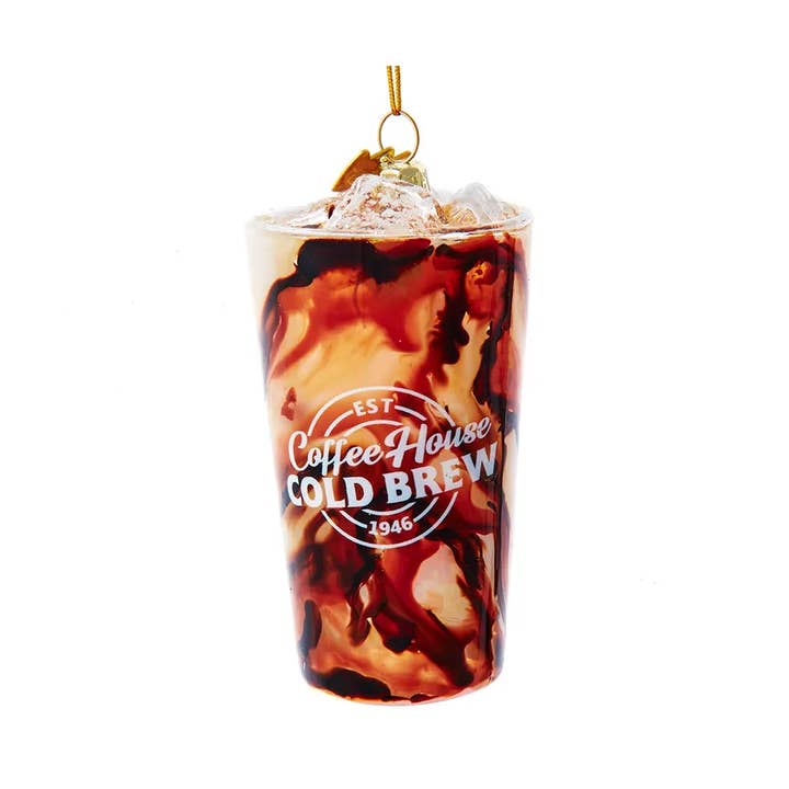Kurt S. Adler, Inc. - Wholesale Ornament - 3.5"GLASS COLD BREW ICED COFFEE ORNAMENT