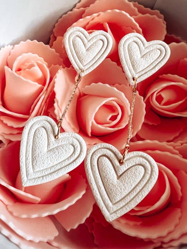 Double Heart Dangles for wholesale by Mark Alexander Clay Co