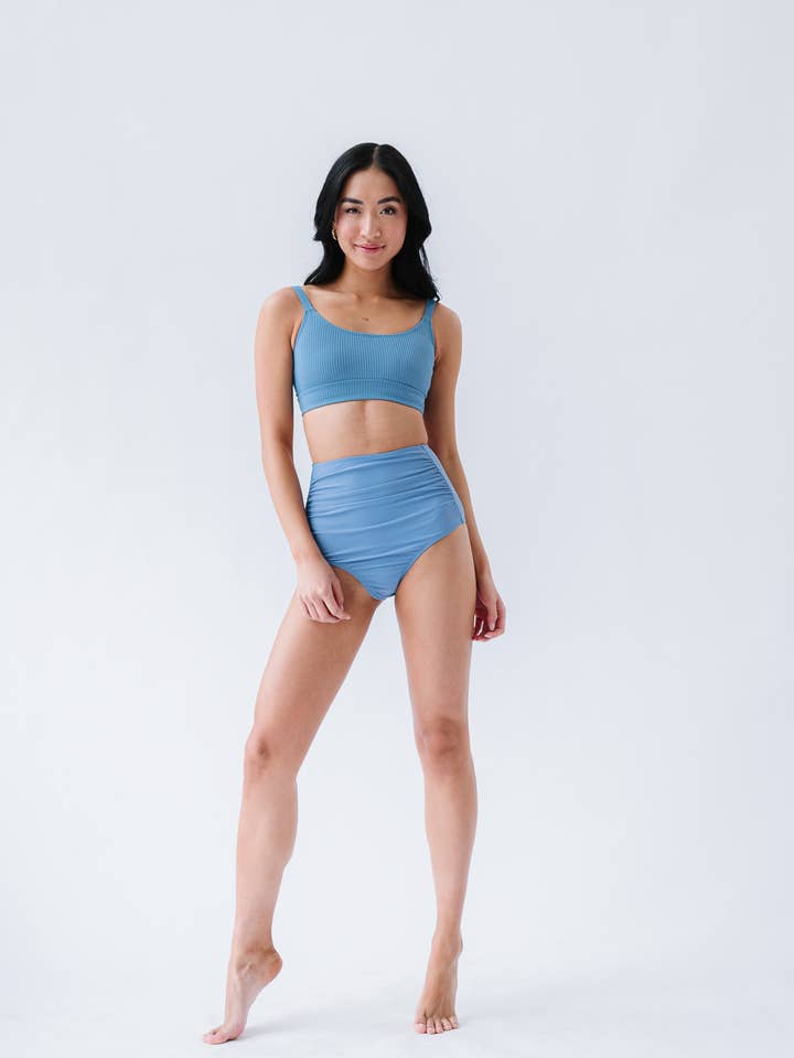 Surface Blue Scoop Neck Swim Top for wholesale by Coral Reef Swim