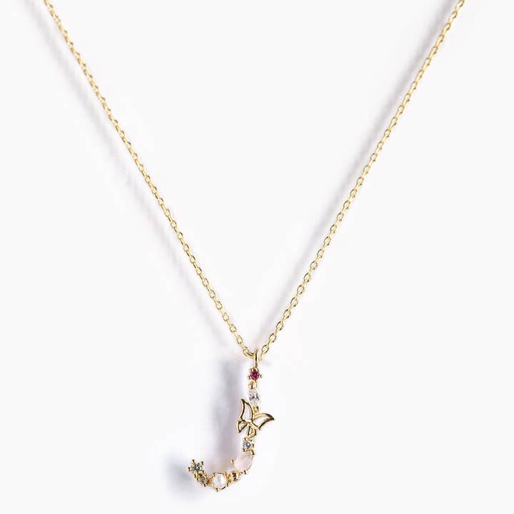 Girls Crew – wholesale Pendant/charm necklace – Flutterfly Stone Initial Necklace3