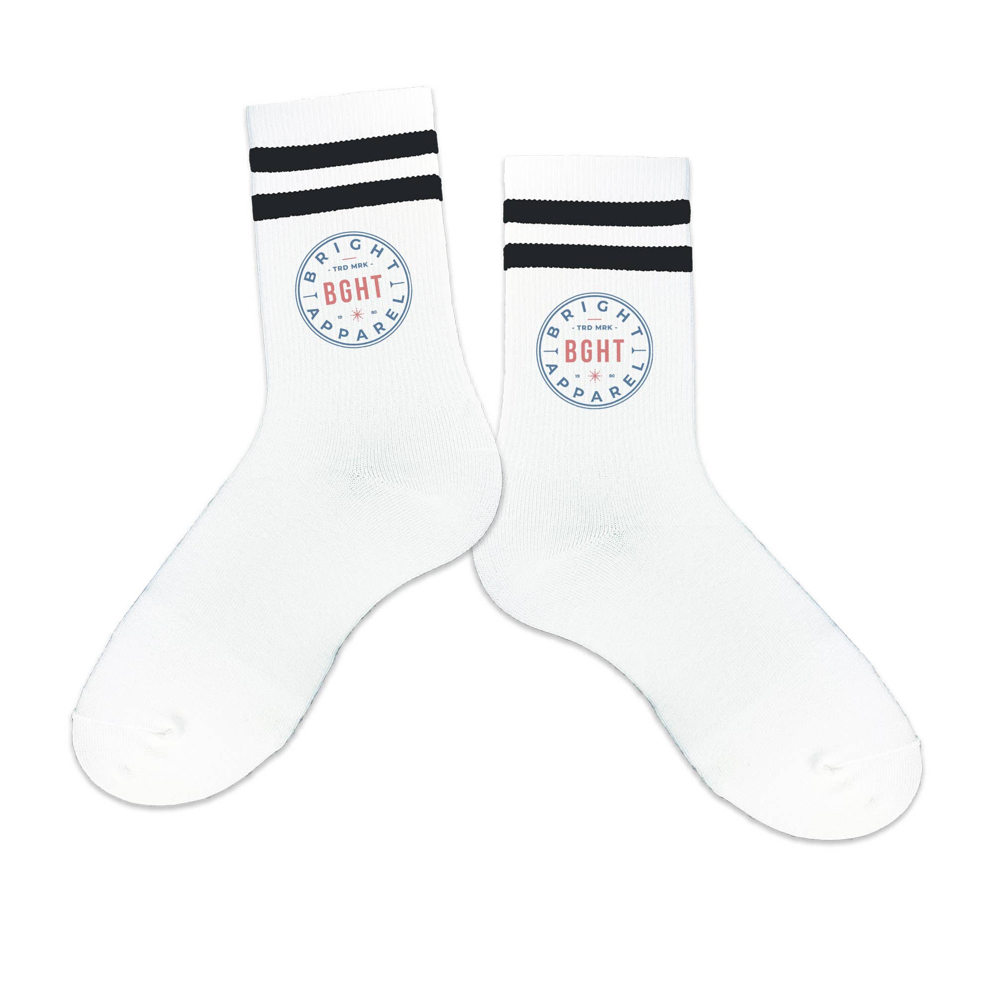 Sockprints - Wholesale Socks - Unisex - Custom Printed White Black/Stripe Ribbed Crew Socks8