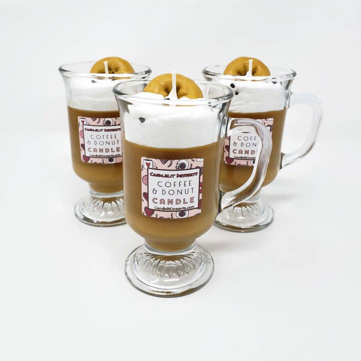 Coffee & Donut Candle for wholesale by Candlelit Desserts
