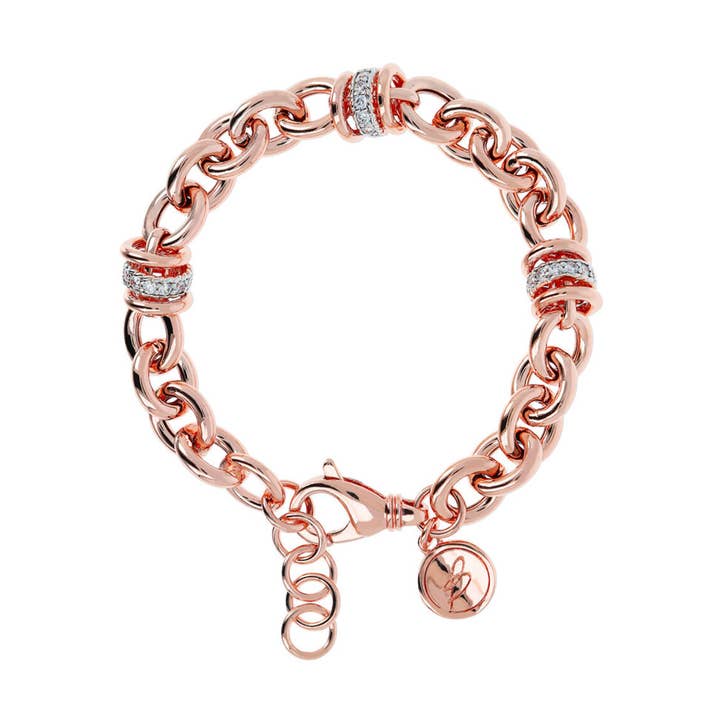 Rolo Chain Bracelet with Pavé Elements in Cubic Zirconia for wholesale by Bronzallure