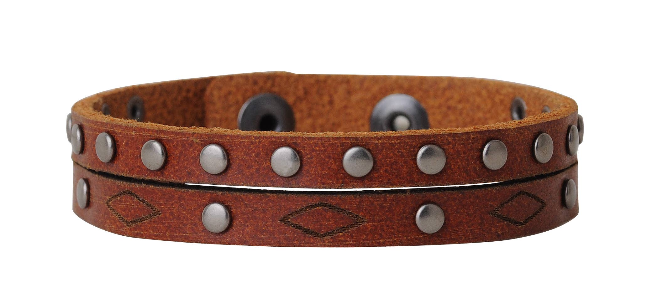 Most Wanted USA - Wholesale Cuff Bracelet - Double Strand Stud and Rhombus Bracelet2