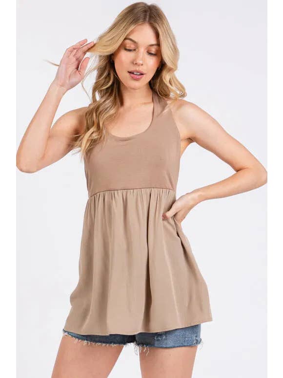 Final Touch - Wholesale Blouse - Women's - Halter Neck With Tie Woven Flare Top - NT31368