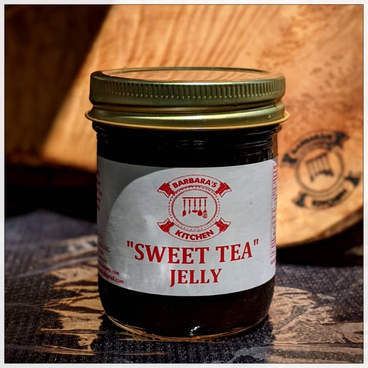Sweet Tea Jelly 8 oz Jar for wholesale by Barbara's Kitchen Jams & Salsas