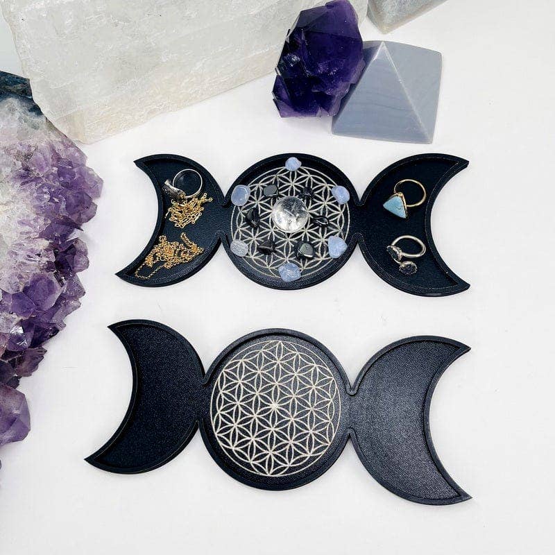 Rock Paradise - Wholesale Decorative Tray - Crystal Alter Display Moon Phase Tray with Flower of Life 6