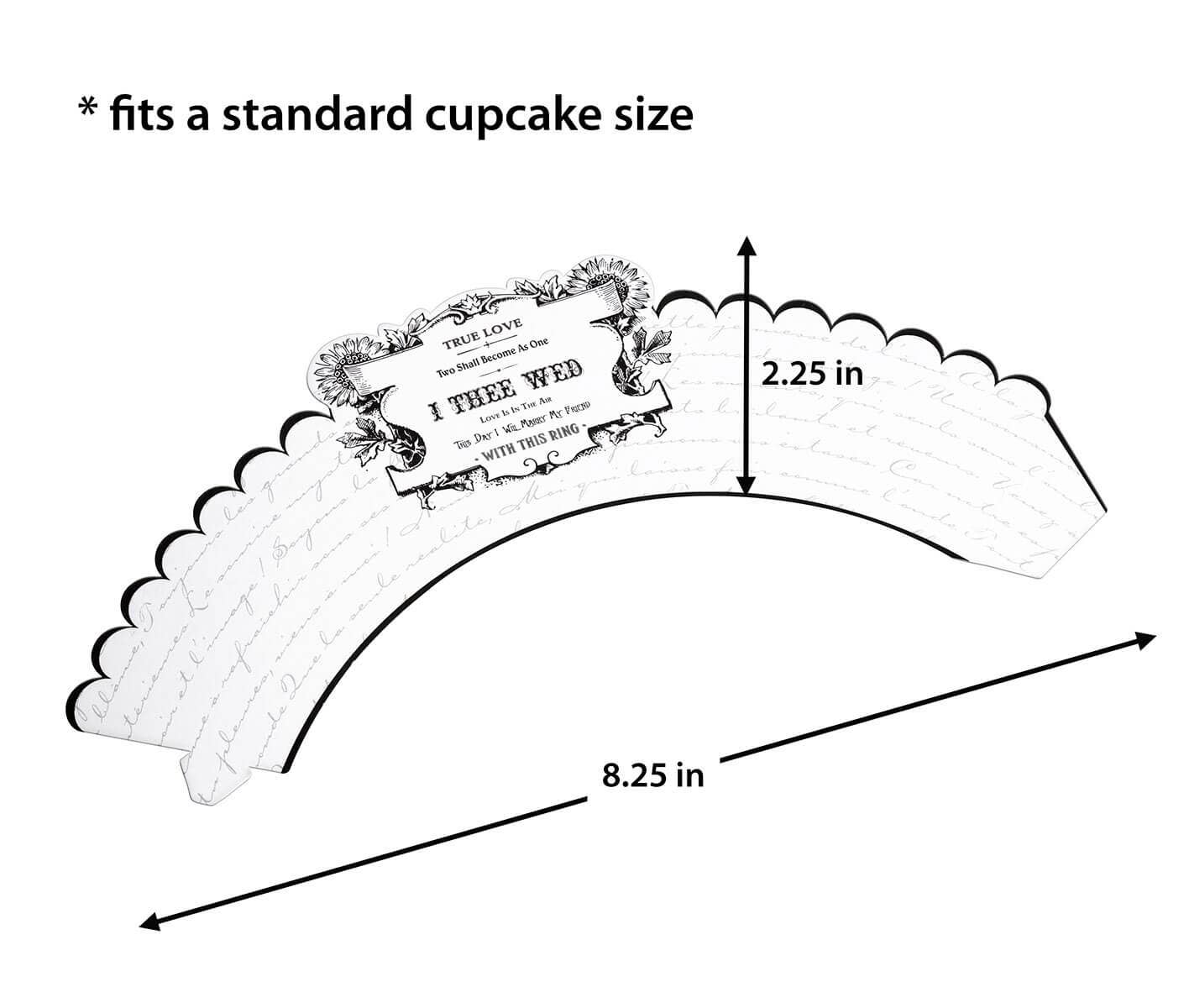 Lillian Rose - Wholesale Food Storage Wrap/Bag - 12 Black and White I Thee Wed Cupcake Wrappers2