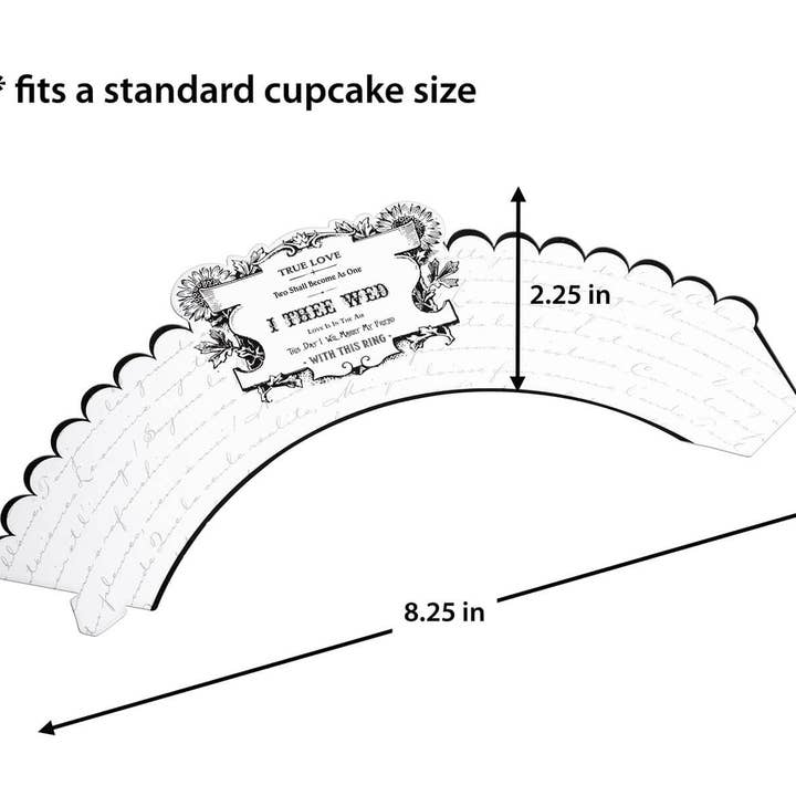 Lillian Rose - Wholesale Food Storage Wrap/Bag - 12 Black and White I Thee Wed Cupcake Wrappers2