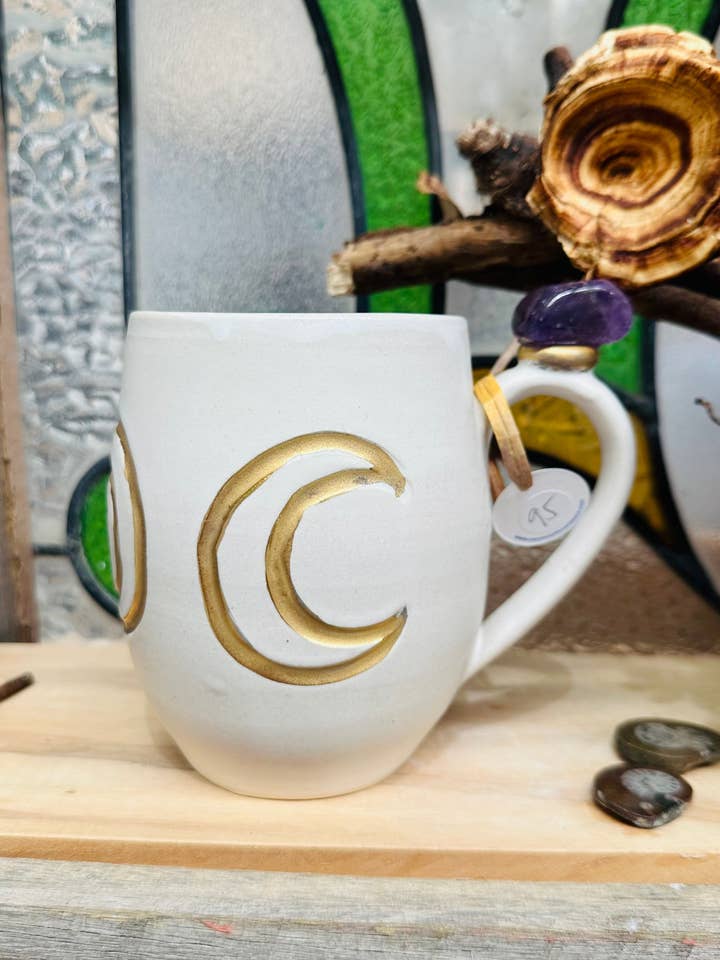 Amethyst Sun and Moon Crystal Mug for wholesale by Carys Martin Ceramics