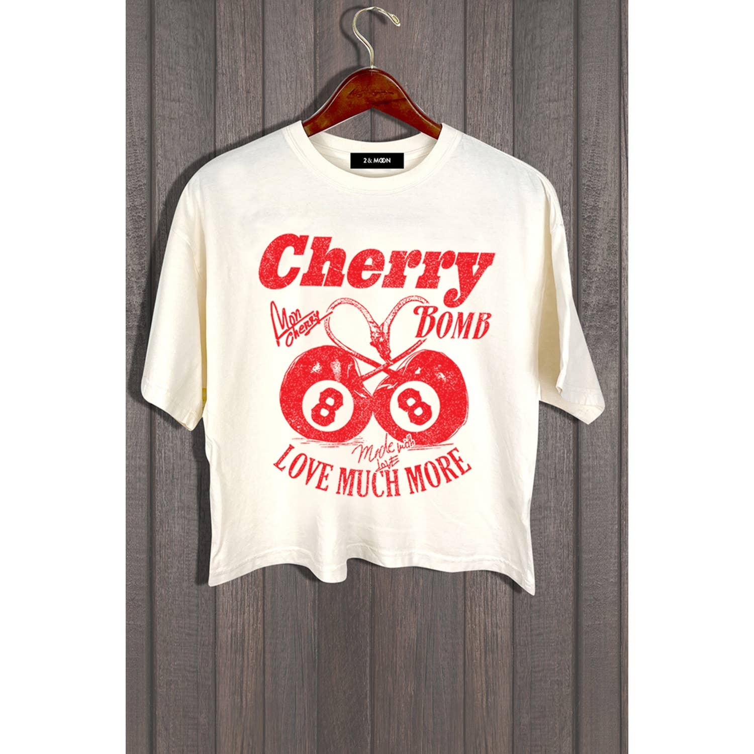 2&moon - Wholesale Screen Printed T-Shirt - Women's - CHERRY BOMB LOVE TOP0