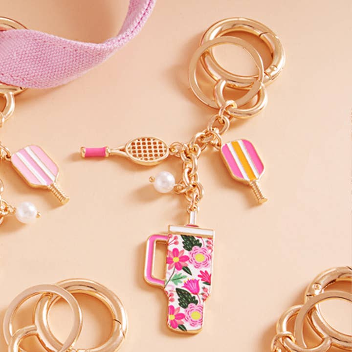 Sensibling Corp. - Vendita all'ingrosso Portachiavi - Donna - Ciondolo per borsa con motivo floreale in smalto per pickleball3