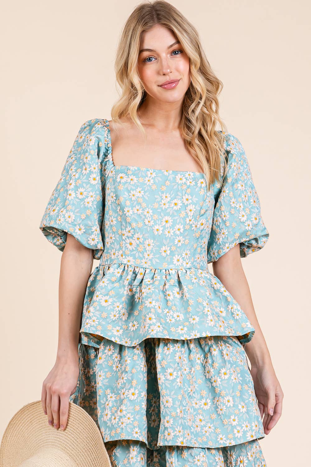 GeeGee x Lovelo - Wholesale Jurk - Dames - Floral Jacquard Gelaagde Midi Jurk, MD5154811