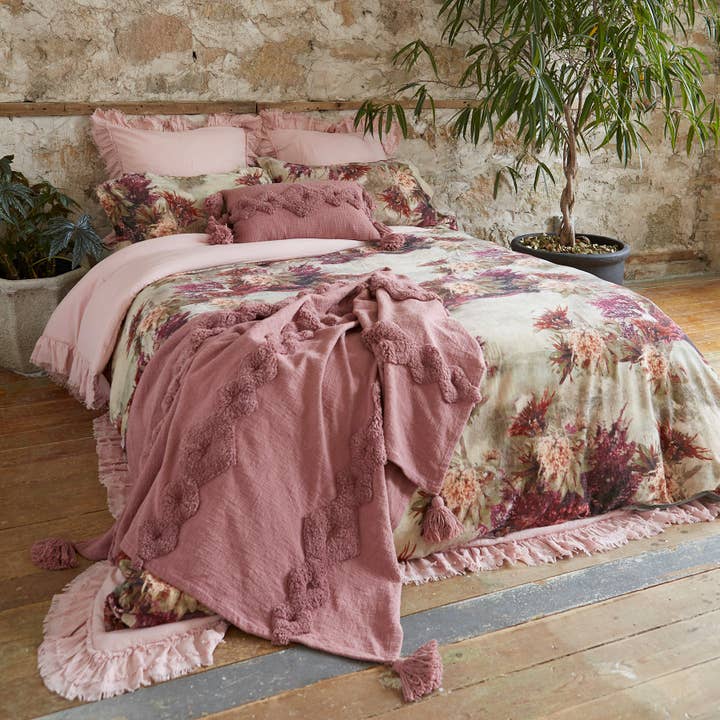 Fuchsia Floret - Luxurious Velvet 3 Piece Duvet Set Queen for wholesale by Patina Vie