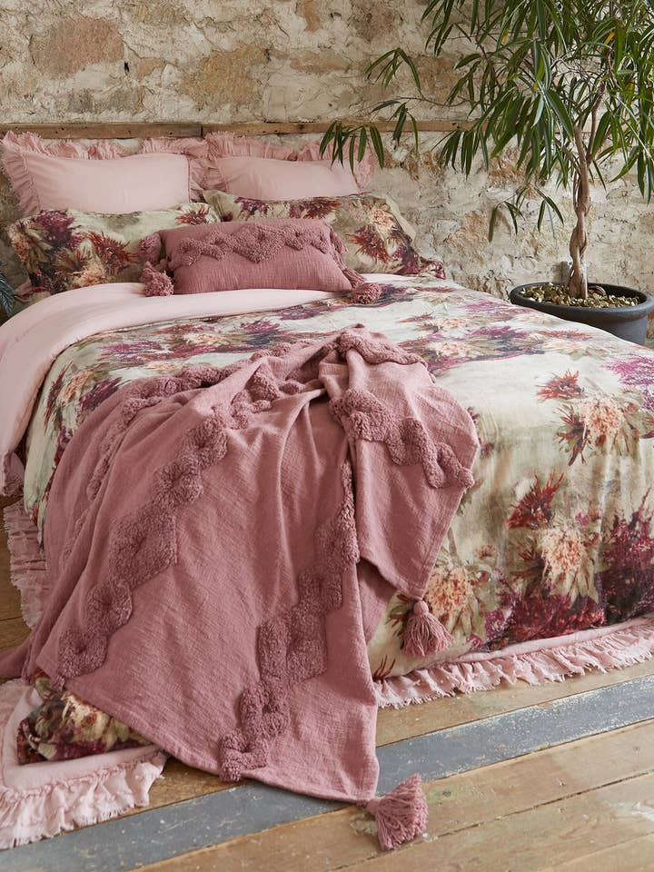 Fuchsia Floret - Luxurious Velvet 3 Piece Duvet Set Queen for wholesale by Patina Vie