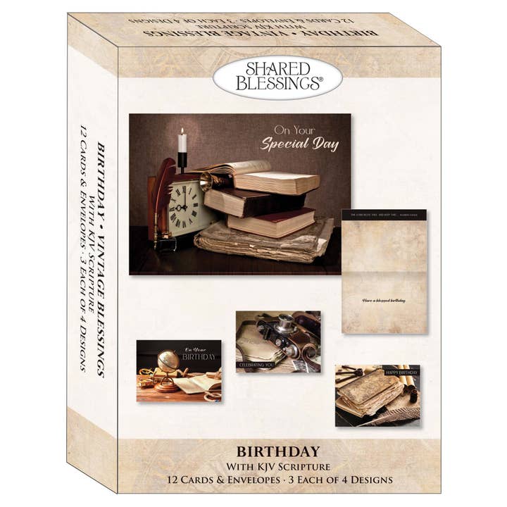 Crown Point Graphics - Wholesale Birthday Card - Vintage Blessings - Box of 12 Assorted Birthday Cards9