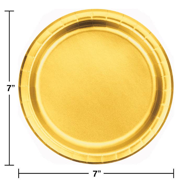 Bulk Party Decor - Wholesale Disposable Plate - Gold Foil Paper Dessert Plates, 8/Pkg