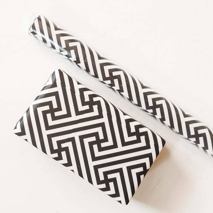 Black Lattice Vintage Gift Wrap Craft Sheets Set of 2 for wholesale by Mod Lounge Paper Company
