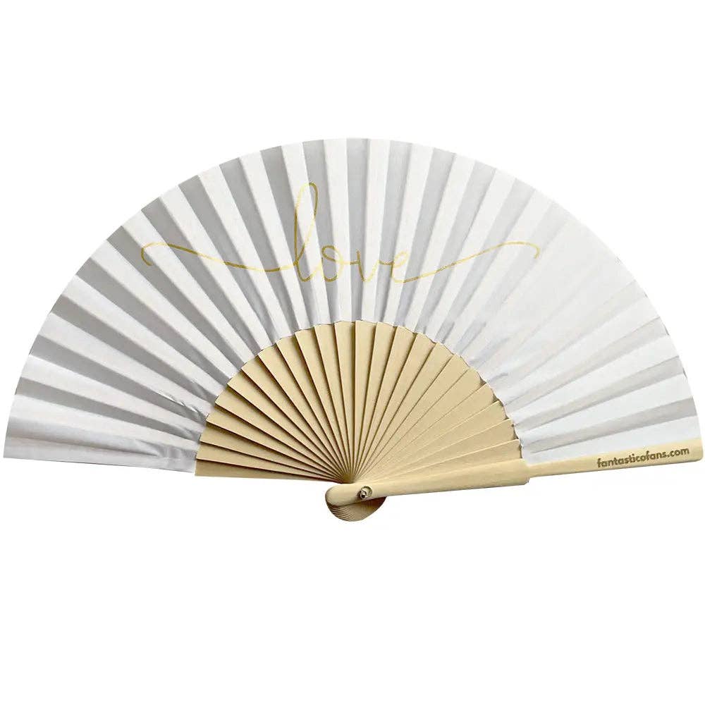 Fantastico Fans - Wholesale Handheld Folding Fan - Love Gold Script 23cm fan2