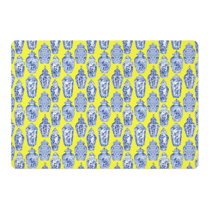 Aliza Darik - Wholesale Pet Food Mat - Dog - Pet Placemat, Chinoiserie, Blue, White, Yellow1