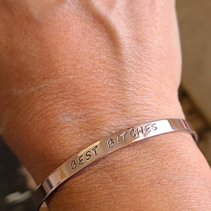 Silver Lining Studio – wholesale Cuff bracelet – Best Bitches - Gold Brass or Copper Bangle Bracelet1