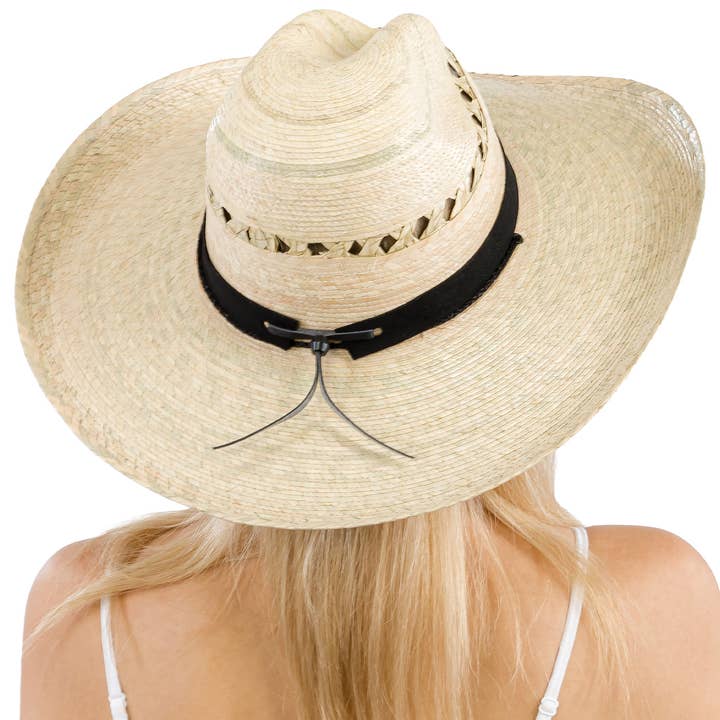Cap Zone - Wholesale Cowboy Hat - Women's - Vented Gus Retro Palm Straw Cowboy Hat