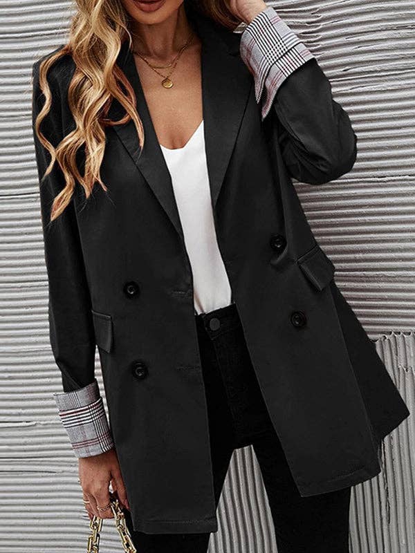 VividLux - Wholesale Trench Coat - Women's - Long Sleeves Loose Buttoned Pockets Split-Joint Notched Collar Outerwear Trench Coats9
