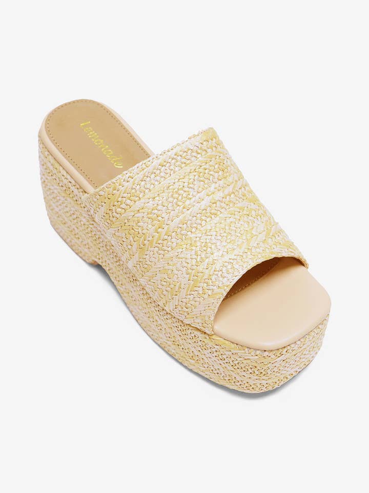 Lemonade Shoes - Wholesale Platform Heels - Women's - MARIE - Raffia Wedge Heel, Chunk Summer Sandal10