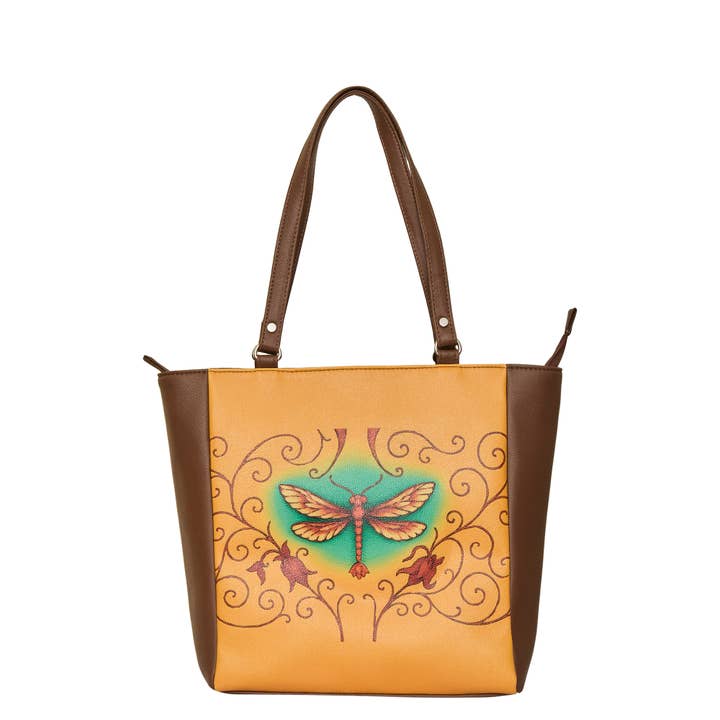 Dragonfly Print Leather Shoulder Tote Bag for Women, Purse for wholesale by Sishka Ltd