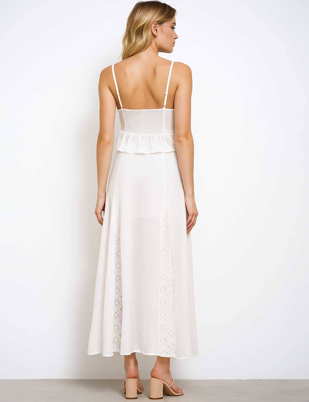 Ladies White Back Smocking Cami Top & Skirt Set SKST5KC1901 for wholesale on Faire18