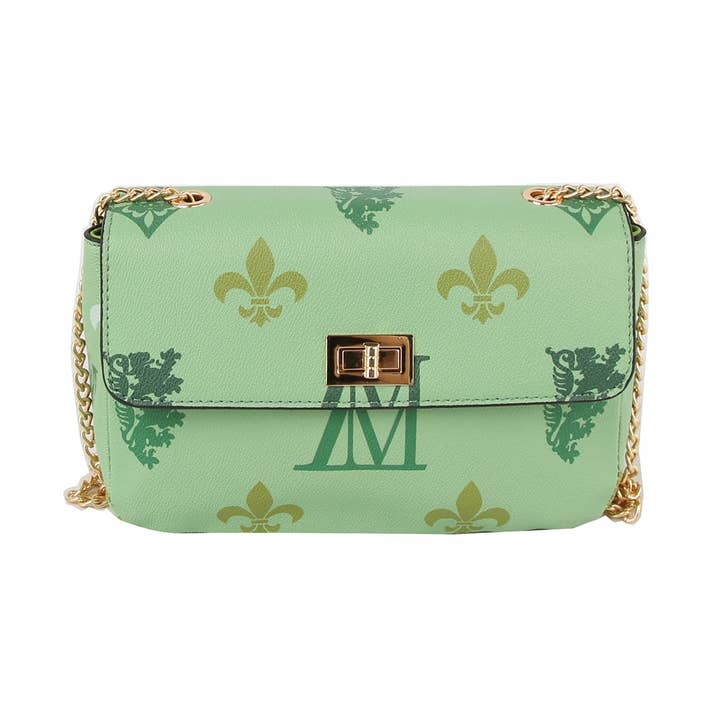 Sac à bandoulière en cuir à motif monogramme pour la vente par Handbag Factory Corp