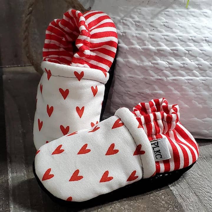 PLKC Hearts & Stripes Moccasin for wholesale by Piper Lane Kids Co