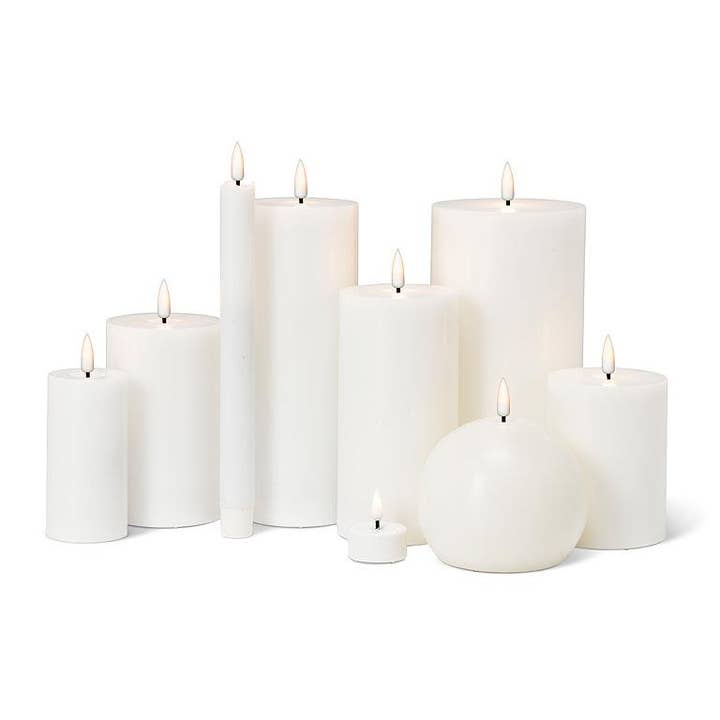 Abbott - Wholesale Flameless Candle - White LED Pillar Candle - 3x8"H