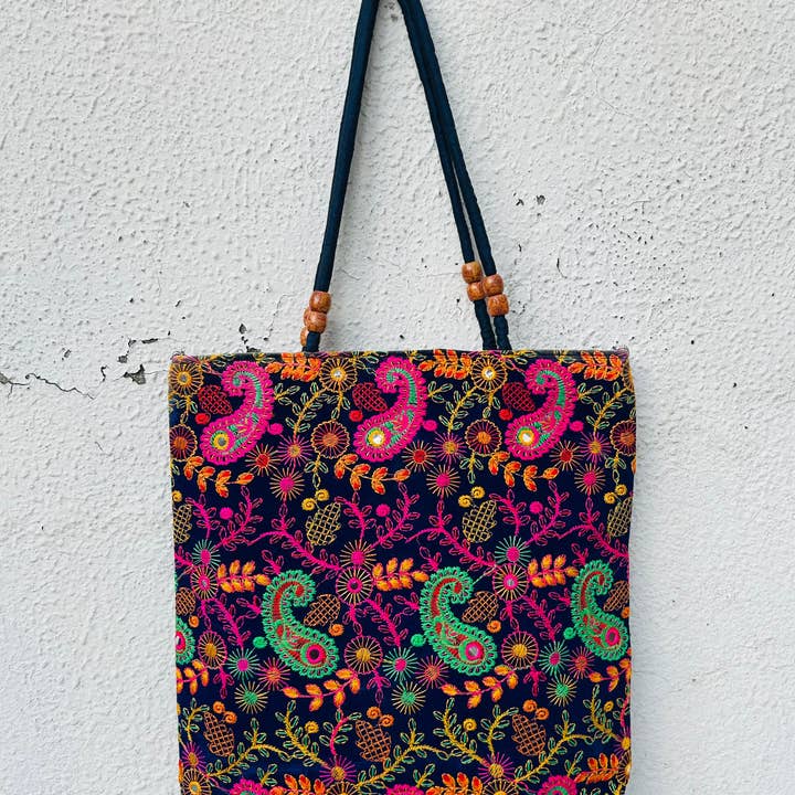 Meghcraft – Engroshandel Tote bag - Dame – Indisk broderet patchworktaske kvindetaske boho-tasker8