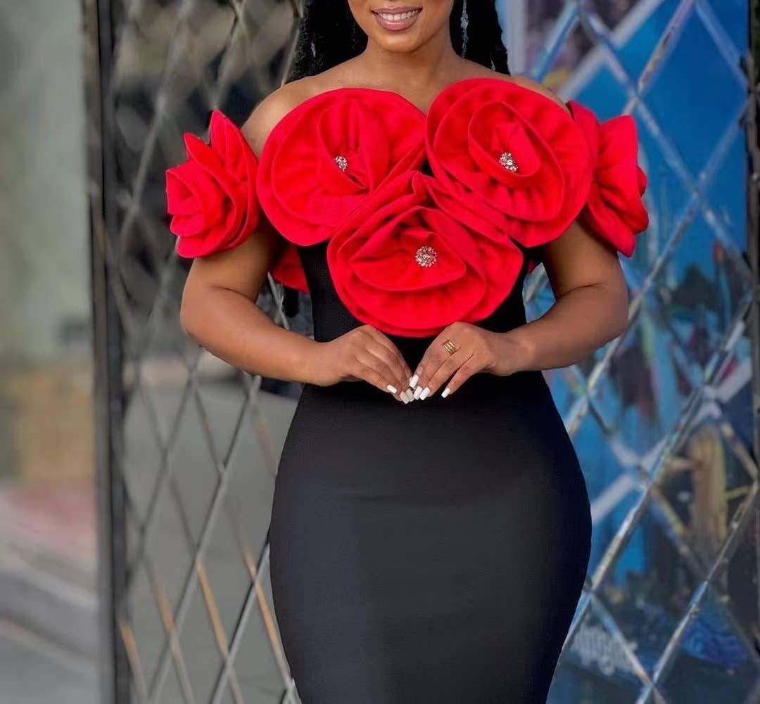 Productseeker – wholesale Klänning - Dam – DR0190 Elegant blommig bandageklänning - svartvitt15