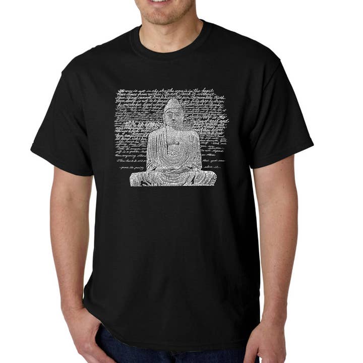 LA Pop Art Men's Word Art T-shirt - Zen Buddha for wholesale by LA Pop Art