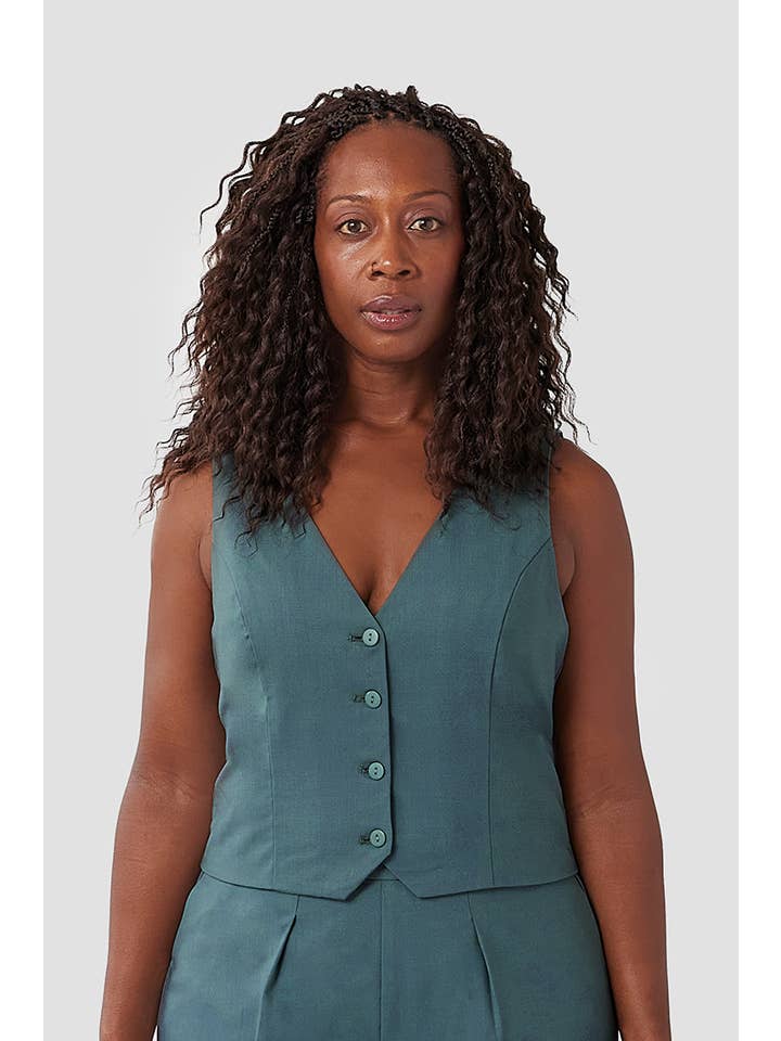 Aam - Wholesale Suit Vest - Women's - The Wool Vest - Teal Grey