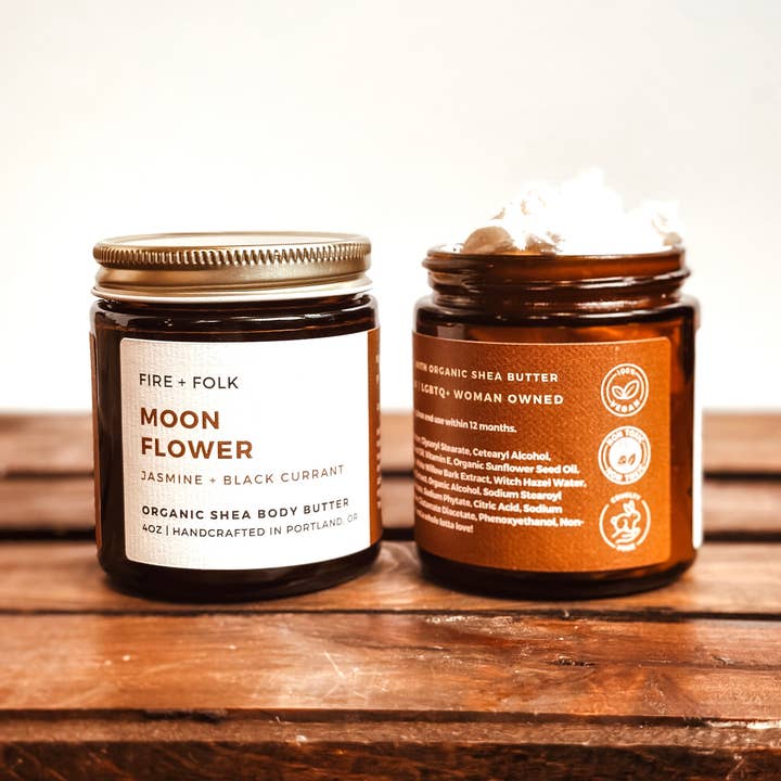 Moonflower | 4oz Organic Shea Body Butter for wholesale by FIRE + FOLK