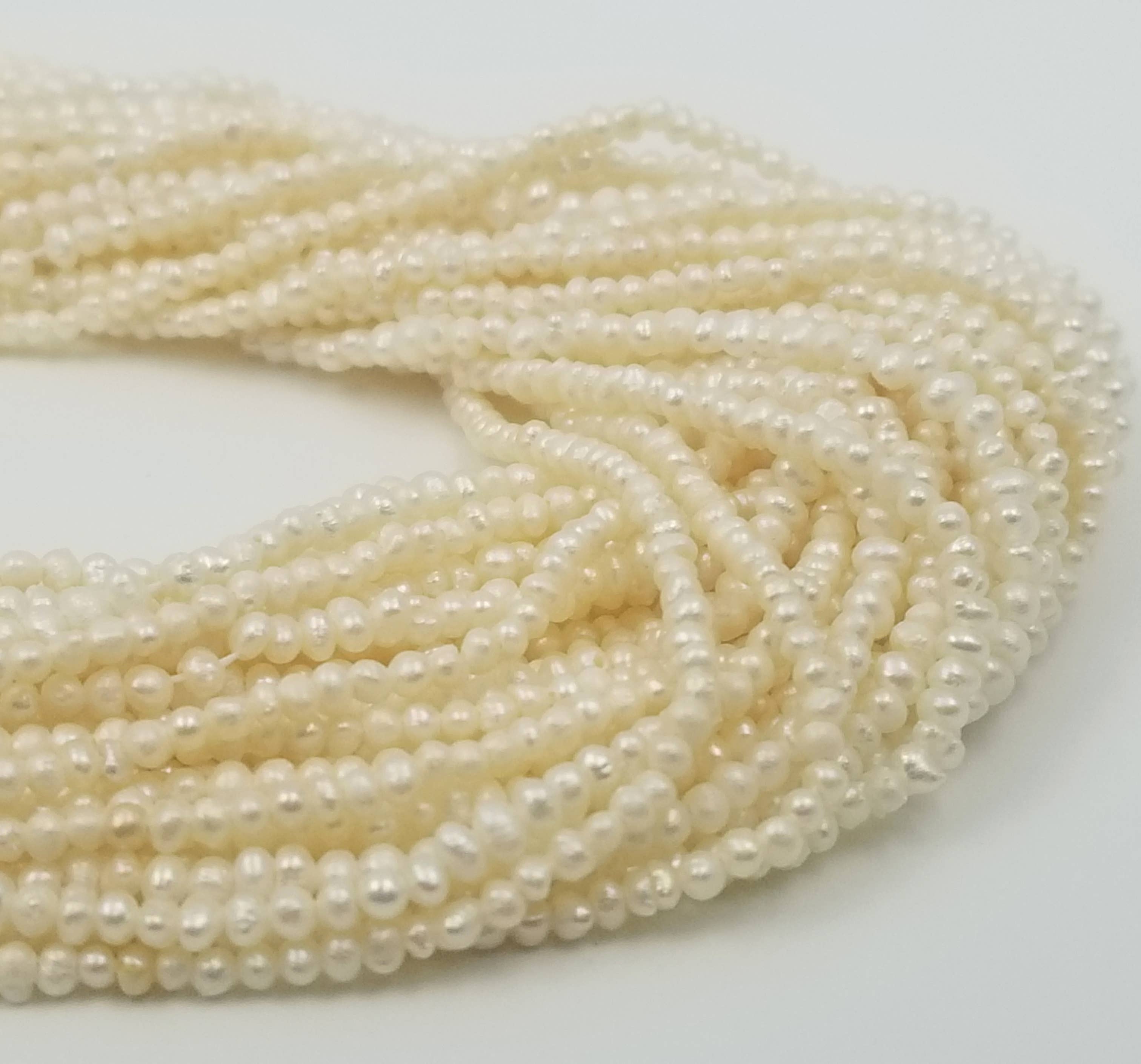 Beads Creation - Vente Perle - Perles de culture d'eau douce blanches en forme de pépite, centrées PRP3660