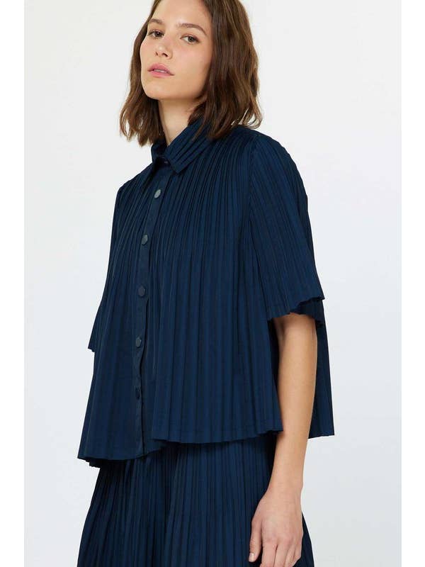 Current Air - Wholesale Button Down Shirt - Women's - Pleated Button Down Top