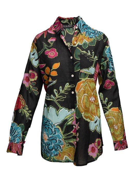 KikiSol – Großhandel Hemd mit Button-down-Kragen – Damen – Schwarzes Kailua KikiSol Boyfriend Shirt