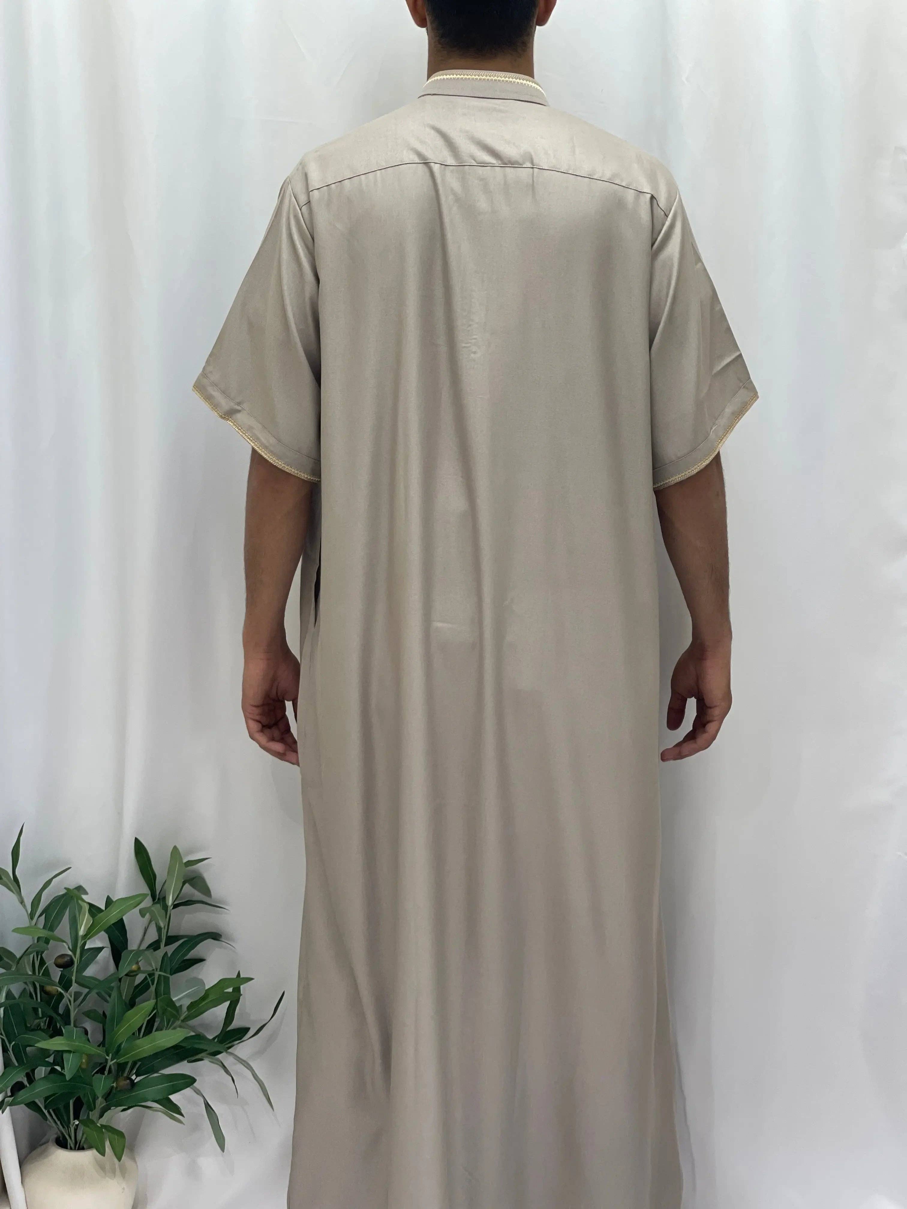 Palestinian Elegance - Wholesale  - Timeless Elegance: Men's Durable Kaftan Thobe with Gold Details29