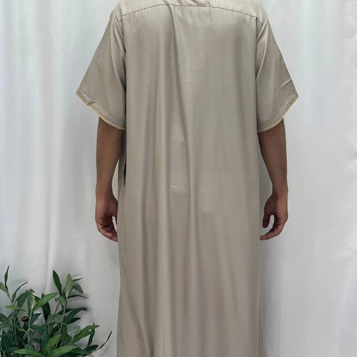 Palestinian Elegance - Wholesale - Timeless Elegance: Men's Durable Kaftan Thobe with Gold Details29